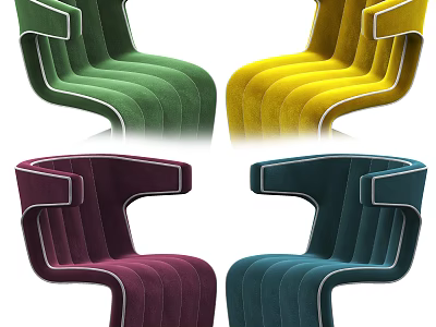 Modern Leisure Accent Chairs In Multiple Colors With Velvet Upholstery And Sleek Armrest Lines 3d model