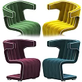 Modern Leisure Accent Chairs In Multiple Colors With Velvet Upholstery And Sleek Armrest Lines
