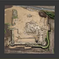 Ancient Ruins Scenic Landscape With Lush Green Vegetation And Stone Wall Structures