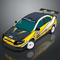 Yellow And Black Racing Car With Rear Spoiler Number 30 And Koni Logo