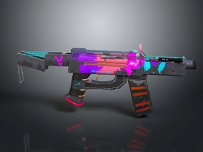 Futuristic Rifle With Neon Pink Blue Purple Glowing Details And Modern Design 3d model