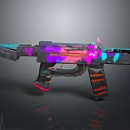 Futuristic Rifle With Neon Pink Blue Purple Glowing Details And Modern Design