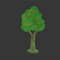 Colorful Cartoon Tree Scene With Green Leaves Red Apples And Brown Trunk