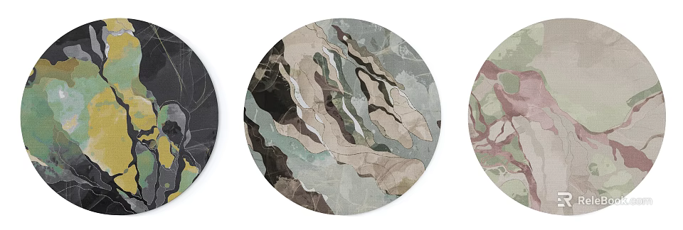 Stylish Round Carpet Featuring Abstract Patterns And Diverse Color Tones For Interior Decor 3d model