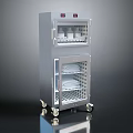 Stainless Steel Double Layer Storage Cabinet With Transparent Doors And Wheels