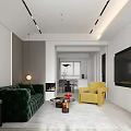Modern Living Dining Room Interior With Black Chairs White Table Green Plants And Pendant Lamp