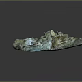 Rocky Terrain Model With Lush Green Vegetation And Gravel Path Details