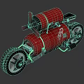 Red Futuristic Jet Powered Motorcycle With Neon Green Accents And Black Tires