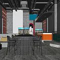 Modern Bar Qingba Bistro Bar Tacker Block Area Bar Counter Cashier Bar Cabinet Card Block Sofa 3d model