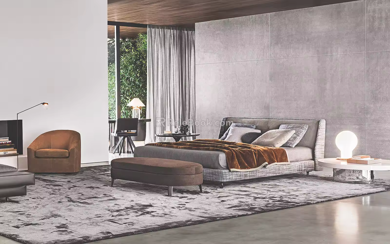 Modern Minotti double bed 3d model
