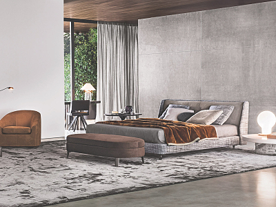 Modern Minotti double bed 3d model