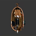 Cartoon Style 3D Wooden Boat Model With Mast Small Cabin Anchor And Chain