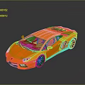 Orange High Performance Sports Car With Sleek Design And Black Wheels On Reflective Surface