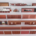 Red Brick Feature Wall Design With Various Textures And Decorative Patterns 3d model