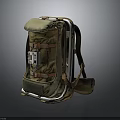 Durable Olive Green Canvas Backpack With Metal Frame And Adjustable Straps