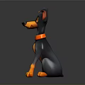 Cartoon Style Sitting Dog Statue With Black Orange Color And Collar