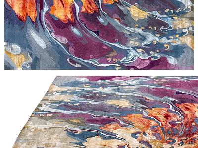 Artistic Square Rug With Colorful Abstract Patterns 3d model