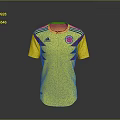 Yellow Sports Jersey With Adidas Logo Colombian Flag Colors Red Green Round Neck Short Sleeve