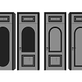 Swing Doors In Open And Closed States With Arched Design Black Frame And Gray Panel