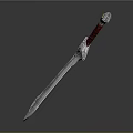 Elegant Silver Sword With Red Handle And Ornate Pommel Shiny Finish