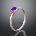 Rose Gold Ring With Purple Gemstone Simple Design For Daily Wear