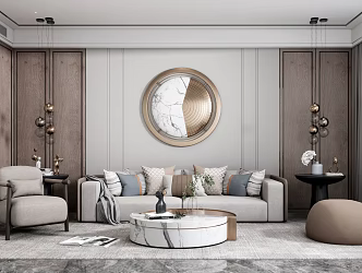 Light Luxury Sofa Coffee Table Combination 3d model