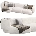 Modern Sectional Sofa With Plush Pillows Soft Throw Blanket And Cozy Upholstered Design