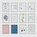 Colorful And Black White Photo Wall Decor With Alphabet Prints Animal Art Typography Designs