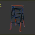 Sturdy Black and Orange Step Ladder With Metal Steps and Stable Frame