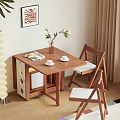 Modern Interior Dining Table And Chairs With Wooden Sideboard Decorative Plants Window Blinds And Curtains