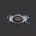 Blue Futuristic Aerial Vehicle With Streamlined Design Cockpit And Mechanical Details