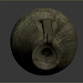 Ancient Worn Carved Ceramic Jug With Handle And Textured Surface Details
