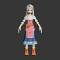 3D Character With White Hair Blue Eyes Pink Top Blue Skirt Orange Belt And Boots
