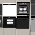 Modern Built-in Kitchen Appliances Ovens And Dishwasher With Organized Interior And Cabinets