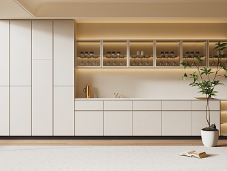 Modern Wine Cabinet Cream Wine Cabinet 3d model