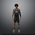 3D Basketball Player Model With Black Jersey V2 Lettering Shorts Tattoos And Arm Sleeve