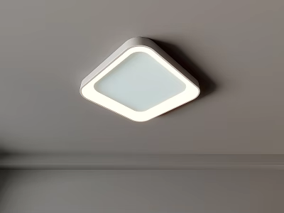 Modern Minimalist White Diamond Shaped Flush Mount Ceiling Light For Home Interior 3d model