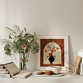 Elegant Decorative Ornament Set With Flower Bouquet Artwork Books Bookend Cookies Plate Cup And Vase