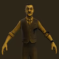 Game Movie Character Male Vintage Style With Mustache Vest Shirt Pants