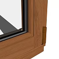 Wooden Double Doors With Glass Panels And Metal Handles Design