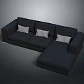 Black L Shaped Sofa With Three Gray Cushions In Modern Style 3d model