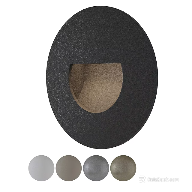 Modern Round Black Wall Light with Beige Cutout and Multiple Color Options 3d model 