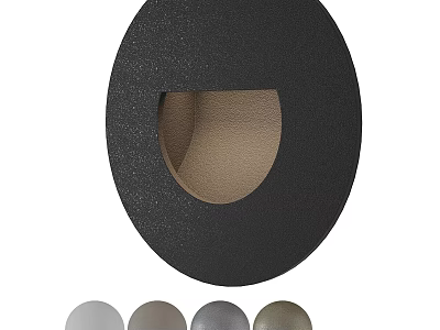 Modern Round Black Wall Light with Beige Cutout and Multiple Color Options 3d model