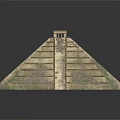 Ancient Step Pyramid Model Featuring Top Temple and Detailed Stone Steps on Black Background 3d model
