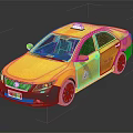 Yellow Taxi Model With Roof Sign And Black Accents On Shiny Surface