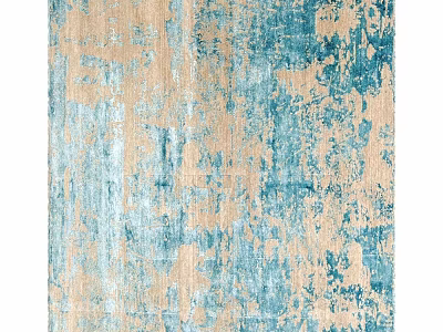 Blue And Beige Square Rug With Abstract Textured Design For Living Room Decor 3d model