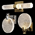 Modern Transparent Glass Wall Sconces With Sparkling Details And Brass Chrome Base
