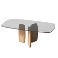Modern Dining Table With Glass Top And Stylish Wooden Legs Design