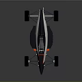 Sleek Single Seat Race Car With Aerodynamic Design Black White Body And Orange Accents