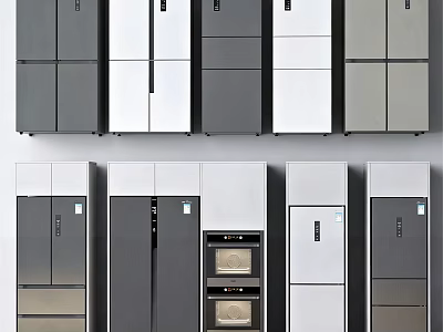 Modern Refrigerators and Freezers With Various Designs and Color Options 3d model